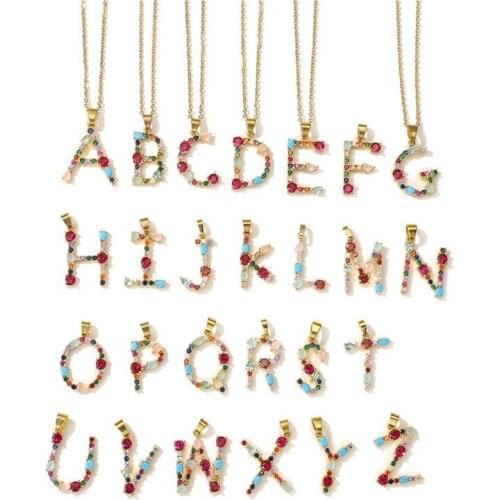 26 English Letter Gold Clavicle Chain for Girls Necklace Copper Plated Colored Womens 2020 New Bohemia Style Necklace