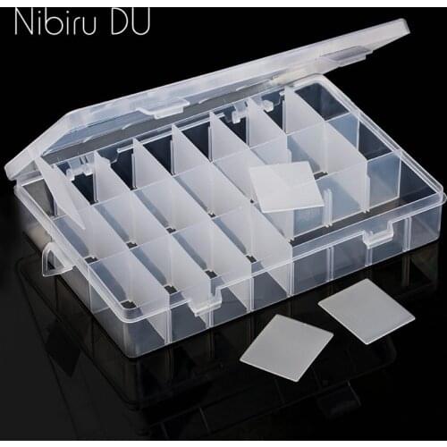 24 Grid Detachable Nail Art Decorations Storage Case Rhinestones Gems Beads Accessories Tools Display Acrylic Organizer Box