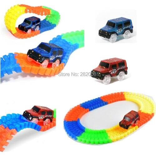 240pcs Race Track Car Glowing flexible soft Bend track with led lighting rail car,puzzle educational DIY assembly toys for boy