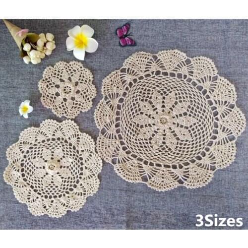 3Sizes Korean 3d Lace Flower Cotton Mat Christmas Placemats Wedding Doilies Table Napkins Cloth Dining Coffee Coasters Pad Decor