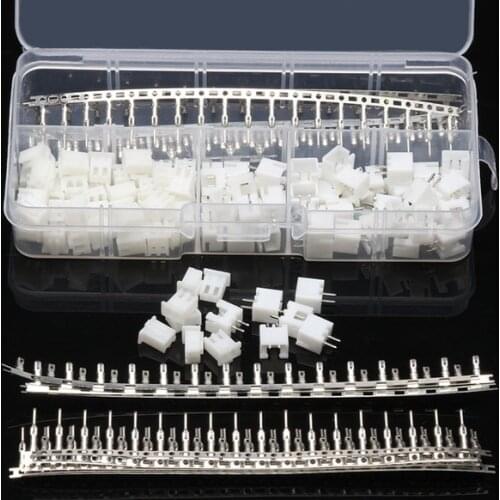 330pcs JST-XH 2.54mm White Housing Dupont 2Pin Connector Male/Female Pin Jumper Header Wire Cable Terminal with Wings/Hooks