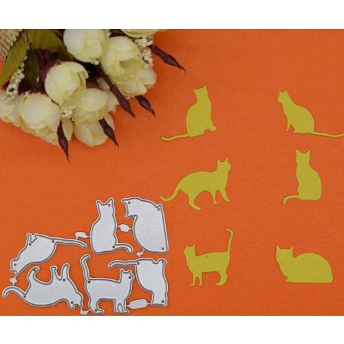 6Pcs Cute Cat Animal Metal Cutting Dies Stencil for DIY Scrapbooking Photo Album Card Making Paper Crafts Dies