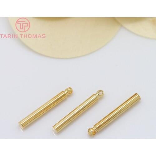 10PCS 2x16MM 24K Champagne Gold Color Plated Brass Round Rods Charms Pendants High Quality Diy Jewelry Accessories