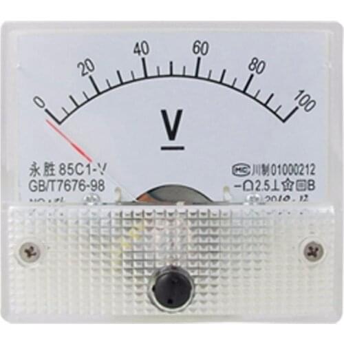 DC 10V 15V 20V 30V 50V 75V 100V 150V 250V 300V 450V 500V 85C1 Analog Panel Volt Voltage Meter Voltmeter Gauge White