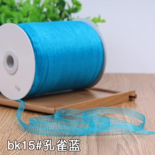 Hot sale 10 Meters 6mm Width Peacock blue Organza Satin Ribbon Wedding Party Decoration Gift Craft Sewing Fabric supplies Ribbon