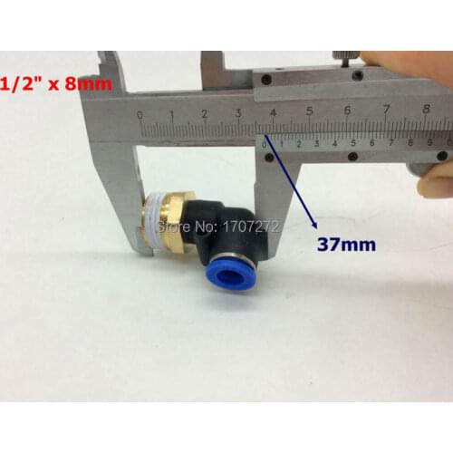 Free shipping 8mm 1/2 inch threaded elbow pu hose connector 90 degree nylon pipe joint pneumatic air fitting,copper fitting