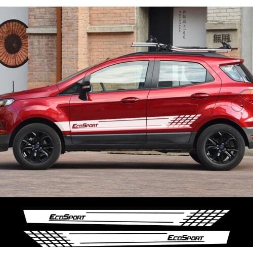 2pcs Side Stripe For Ford Ecosport Car Stickers Auto Vinyl Film Sport Racing Waterproof Decals Decoration Car Tuning Accessories