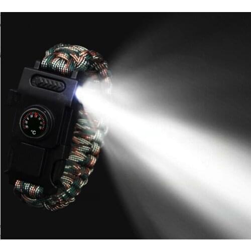 Hand rope bracelet Outdoor multi-function Survival Led paracord bracelet with thermograph emergency for camping hiking