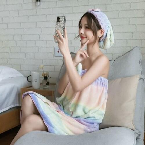 Household adult can wear wrapping water absorbent quick drying bath towel suit, coral velvet bra Bath skirt, bath towel