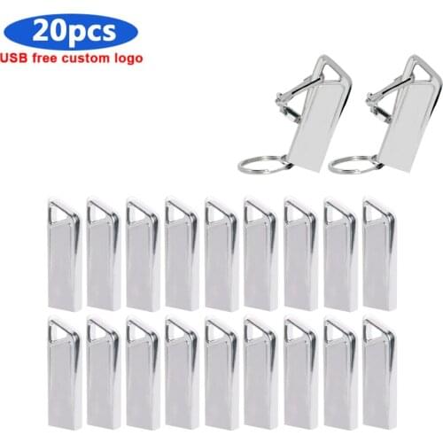 20pcs/lot Real Capacity Flash Drive 8gb 16gb 32gb 64gb 128gb Pendrive Metal USB Stick for wedding Business Gift