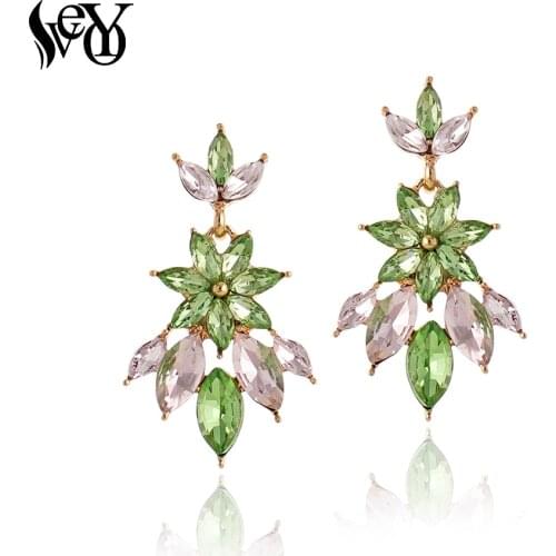 VEYO Geometry Elegant Crystal Drop Earrings for Women Fashion Jewelry Gift Wholesale Brincos