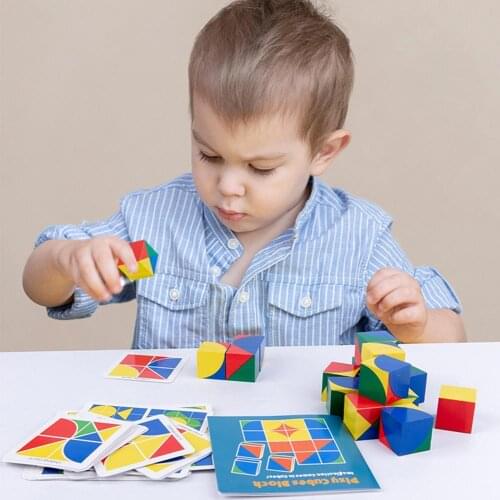 Geometric Building Blocks Cube Card Kids Spatial Thinking Educational Puzzle Toy
