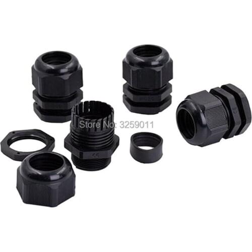 20PCS Cable Glands PG 25 Black White Waterproof Adjustable Nylon Connectors Joints With Gaskets 13-18mm For Electrical Appliance
