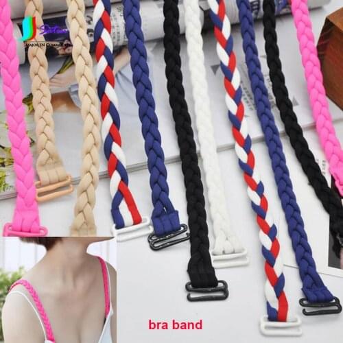 Candy Colors Hand Weavied Personalized Twist Pigtail Bra/Anti-slip Underwear Shoulder Strap Elastic Band,Length 28CM S0019J