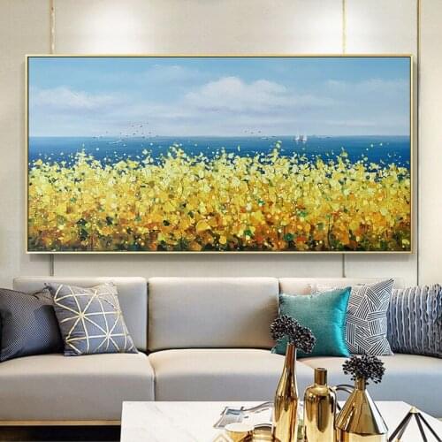 Hand-painted Sea Landscape Oil Painting Thick Oil On Canvas Abstarct Wall Art Handmade Large Paintings Home Decoration Unframed