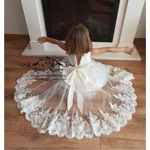 White Vintage Lace Flower Girls Dresses For Wedding A Line KIds First Communion Birthday Wedding Party Gowns Vestido De Fiesta