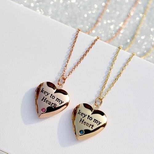 Magic Ikery " Key to my Heart " Letter Pendant Heart Photo Memory Floating Locket Crystal Necklace Jewelry For Women YT-360