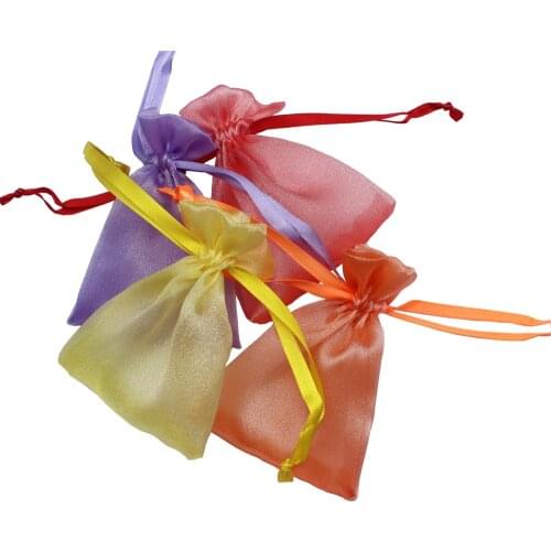 50pcs/lot snow organza bag jewelry gift bag sweet wedding bag mix color can customize size and logo