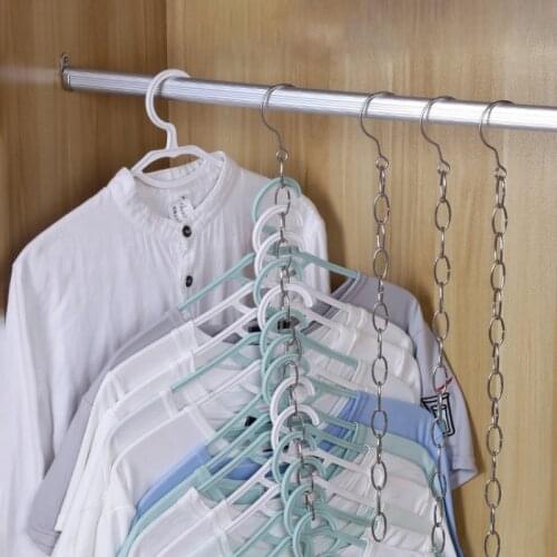 Multifunctional Clothes Hanger Hanging Chain Metal Cloth Closet Hanger Shirts Tidy Save Space Organizer Hangers For Clothes