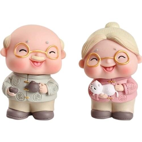 Cartoon cute grandparents birthday cake decoration grandfather grandmother birthday cake decorcar car decor