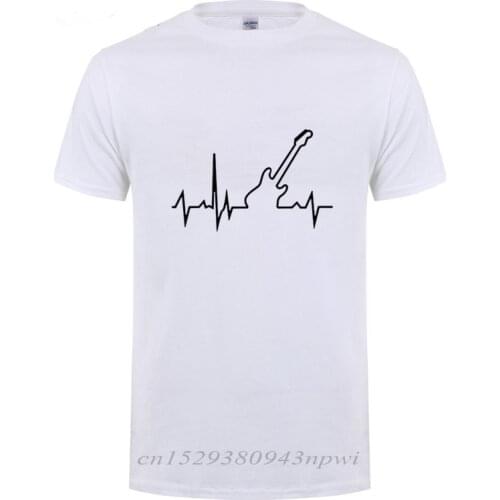 Bass Guitar Heartbeat Music Fashion Summer Tops T Shirt Men Male Custom Short Sleeve Round Neck Cotton Valentine Gift T-shirt