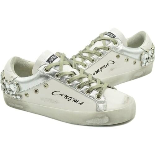 CANGMA Man Casual Shoes Luxury Brand Sneakers Men Silver Diamond White Designer Sneaker Crystal Male 2021 Shoe