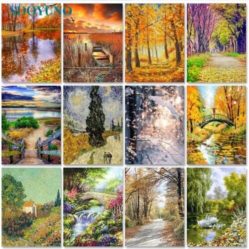 SDOYUNO Paint By Numbers Kits On Canvas Scenery DIY Frame 60x75cm Oil Painting By Numbers Landscape Home Decor Wall Art
