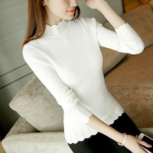 2020 New Women Sweaters And Pullovers Autumn Winter Female Turtleneck Sweater Long Sleeve Warm Striped Womens Basic Sweater 50