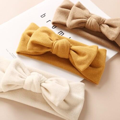 Lovely Big Bowknot Baby Girls Headband Turban Solid Color Soft Cotton Newborn Infant Hair Band Baby Hair Accessories