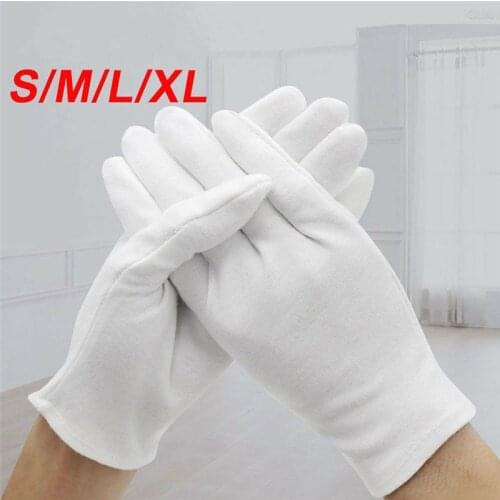 Men Women 6 pairs White Cotton Gloves Full Finger Sweat Absorption Gloves Hands Protector Waiters/drivers/Jewelry Mittens
