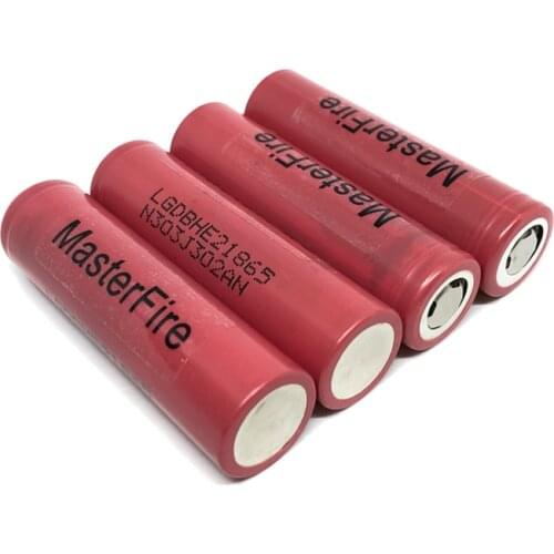 MasterFire 4pcs/lot 3.6V ICR18650 HE2 18650 2500mAh continuous 20A pulse 35A discharge rechargeable lithium battery cell