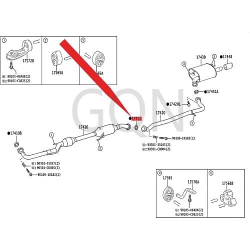 Exhaust pipe gasket 2006-Toy ota BLA DEC AMR YCR OWN MAJ EST AAL PHA RD exhaust pipe interface pad (front/middle)