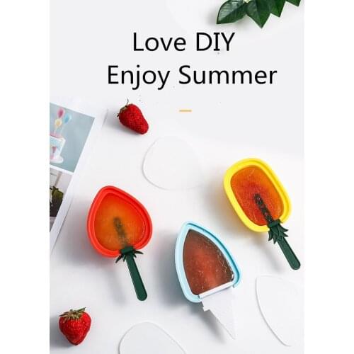 Different Shape Creative Fruit Silicone Ice Tray Mold with Lid Home Handmade DIY Ice Cream Mold Ice Cream Popsicle Ice Box