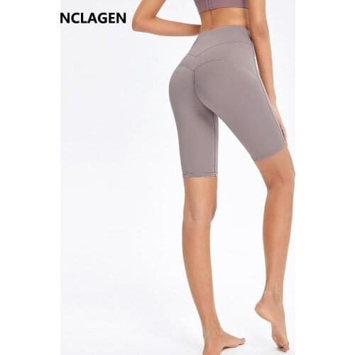 NCLAGEN Sports Short Women Naked-feel Fabric High Waist Elastic Squat Proof Tummy Control Sexy Fitness Joggers GYM Biker Shorts