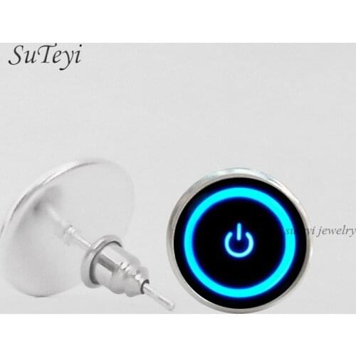 SUTEYI 3 Color Ear Nail Jewelry On And Off Art Picture Glass Stud Earring High Quality Handmade 12 mm Glass Earring For Women