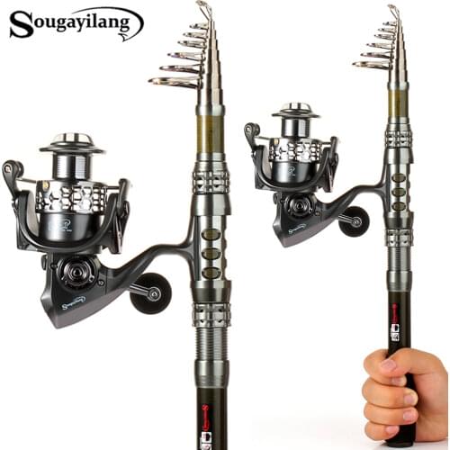 Sougayilang 1.8m-3.3m Stick Fishing Rod Carbon Fiber Fishing Rod 1000-5000 Reel Fish Olta Spinning Telescopic Fishing Rod Set