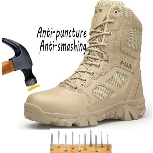 2019 Military Tactical Boots Leather Desert Outdoor Combat Army Boots Hiking Shoes Travel Botas Male Trekking39-47