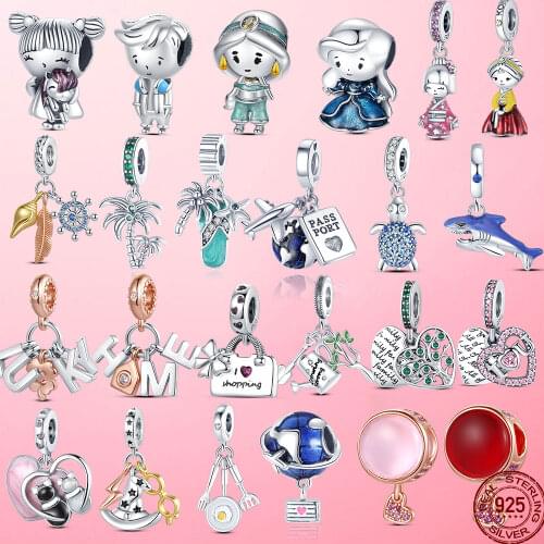 New Arrival Real 925 Sterling Silver Handbag Passport Charm Beads fit Original Pandora Bracelet Silver Summer Jewelry Gift