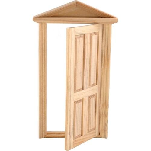 1/12 Doll House Miniature Wooden 4 Grid Spire Door Simulation Furniture Model Toys for Mini Decoration Dollhouse Accessories