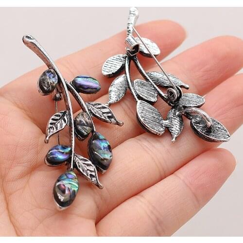 1pcs Natural Leaves Shape White Shell Brooches Pins for Charm Earring Necklace Jewelry Making Accessories Gift Size 22x55mm