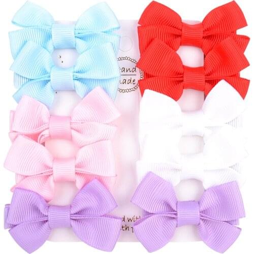 10Pcs/set Solid Bowknots Hair Clips For Cute Girls Safety Boutique Hairpins Handmade Barrettes Headwear Kids Hair Accessories