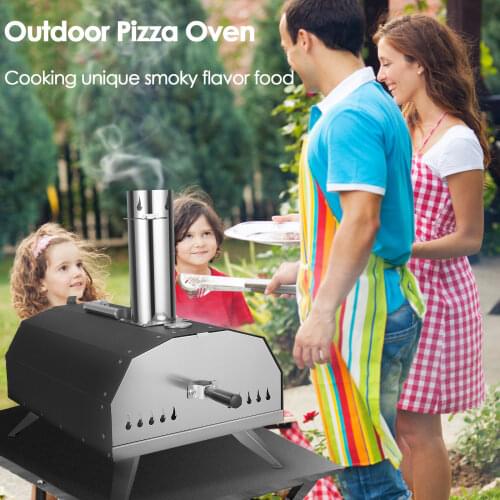 Household Portable Pizza Oven Charcoal BBQ Grill Outdoor Pizza Oven Firewood Stove Outside Griller Wood-Fired Pizza Machine New