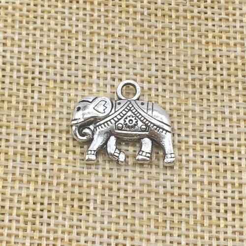 20Pcs Elephant Charms Pendant Antique Silver Color Double-sided DIY Jewelry Making Handmade Crafts
