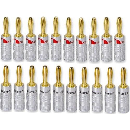 Nakamichi banana plugs 24K Gold-plated 4MM Banana Connector with Screw Lock For Audio Jack Speaker Plugs 20 pcs HiFi