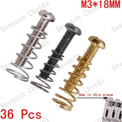 36 Pcs 3 Colors Tremolo Bridge String Saddles Mount Screws and Conical Spring for Electric Guitar Replacement