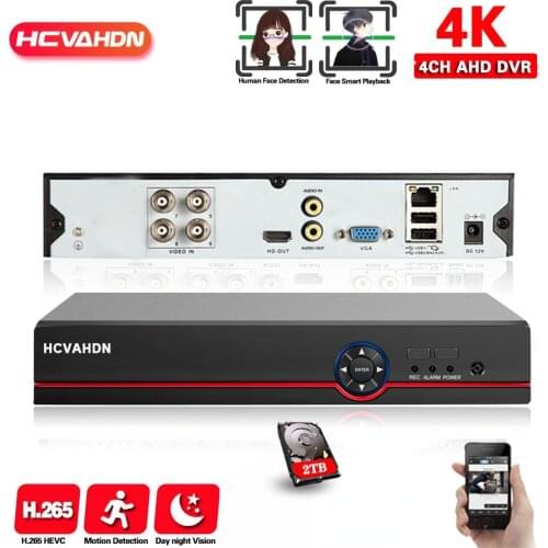 4K AHD CCTV Hybrid 4 Channel DVR Recorder Motion Detection 8MP XMEYE DVR Security Camera System 4CH Surveillance Video Recorder