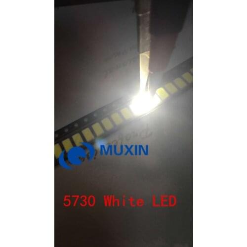 50pcs/LOT 5730 LED-white0.5W 50-55lm 6500K White Light SMD 5730 5630 LED chip lamps(3.2v-3.4v)