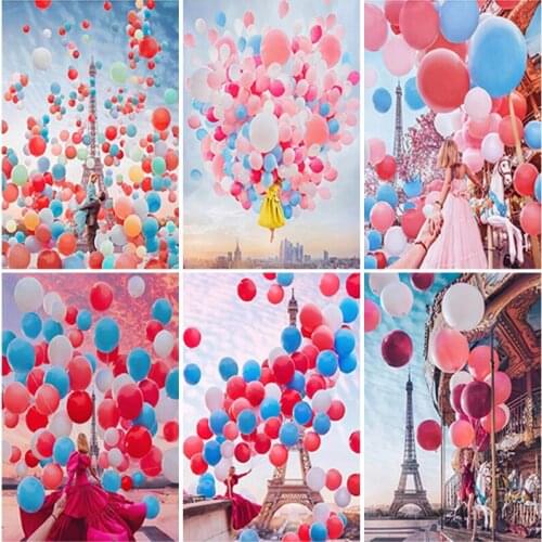 5D Diamond Painting Cross Stitch Colourful Balloon House Full Square Rou