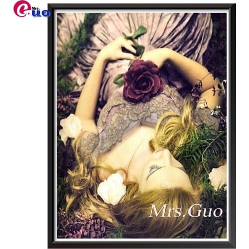 Diamond Art Embroidery Dress Lady Mosaic Rhinestones Diamond Painting Full Square Portrait Cross Stitch Needlework Home Decor