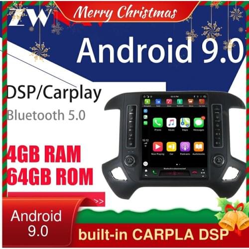 For Chevrolet Silverado GMC 2014+ Vertical Screen Tesla Style 12.1'' 1Din Android 9 Navigation Car Radio px6 carplay